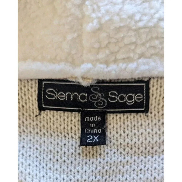 Sienna Sage Beige Women's Faux Fur Soft Open Front Cardigan Sweater Size 2X - Picture 3 of 7